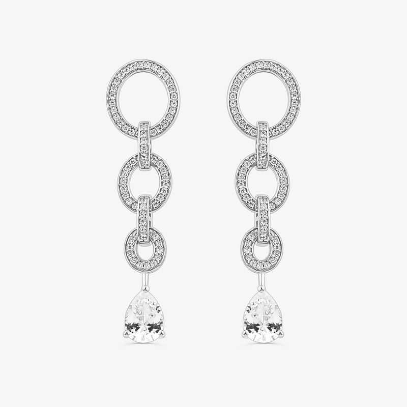 Brinco Elos Maxi com Safira em Prata 925