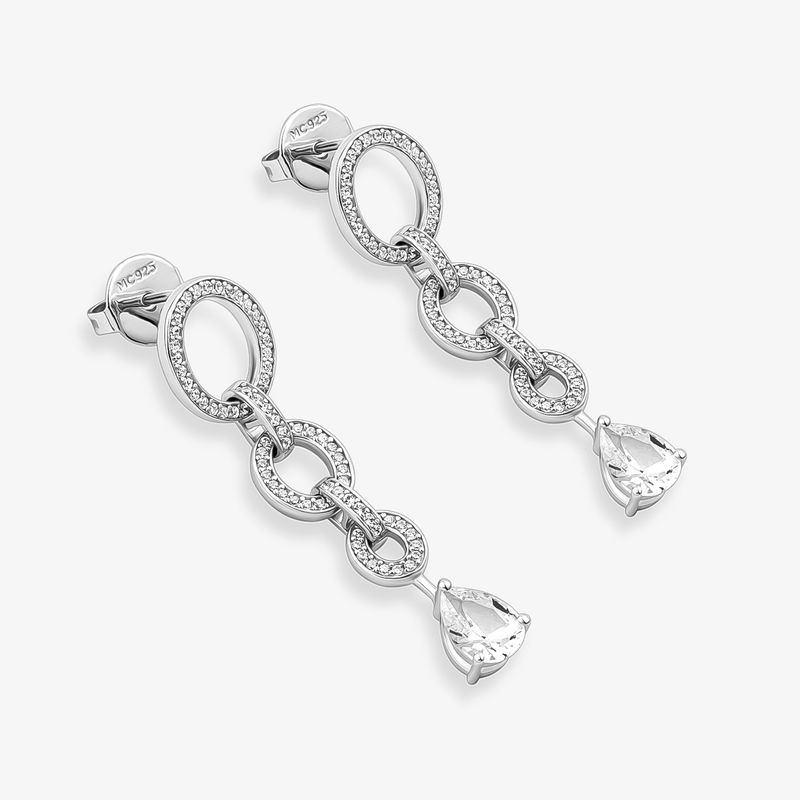Brinco Elos Maxi Cadence em Prata 925 com Safira