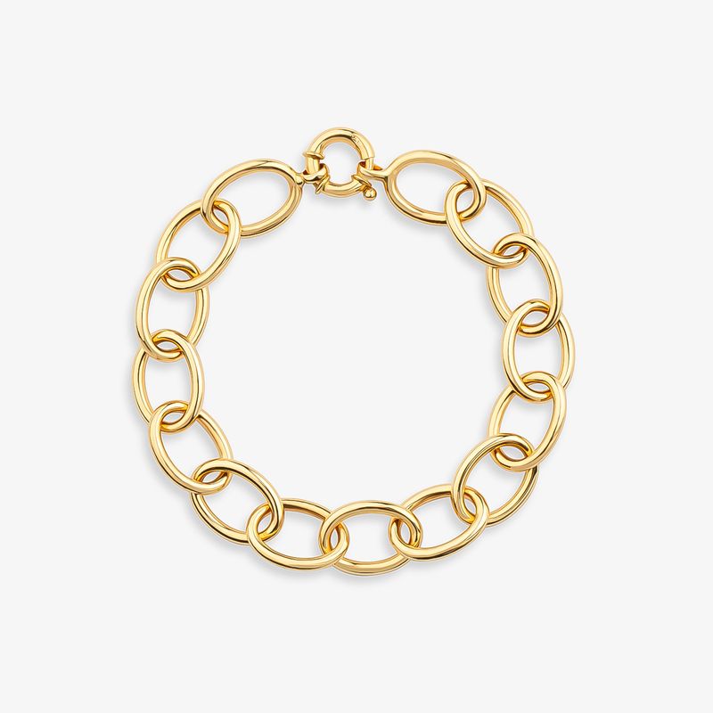Pulseira Malha Elo Portugues em Ouro Amarelo 18k – 19 cm