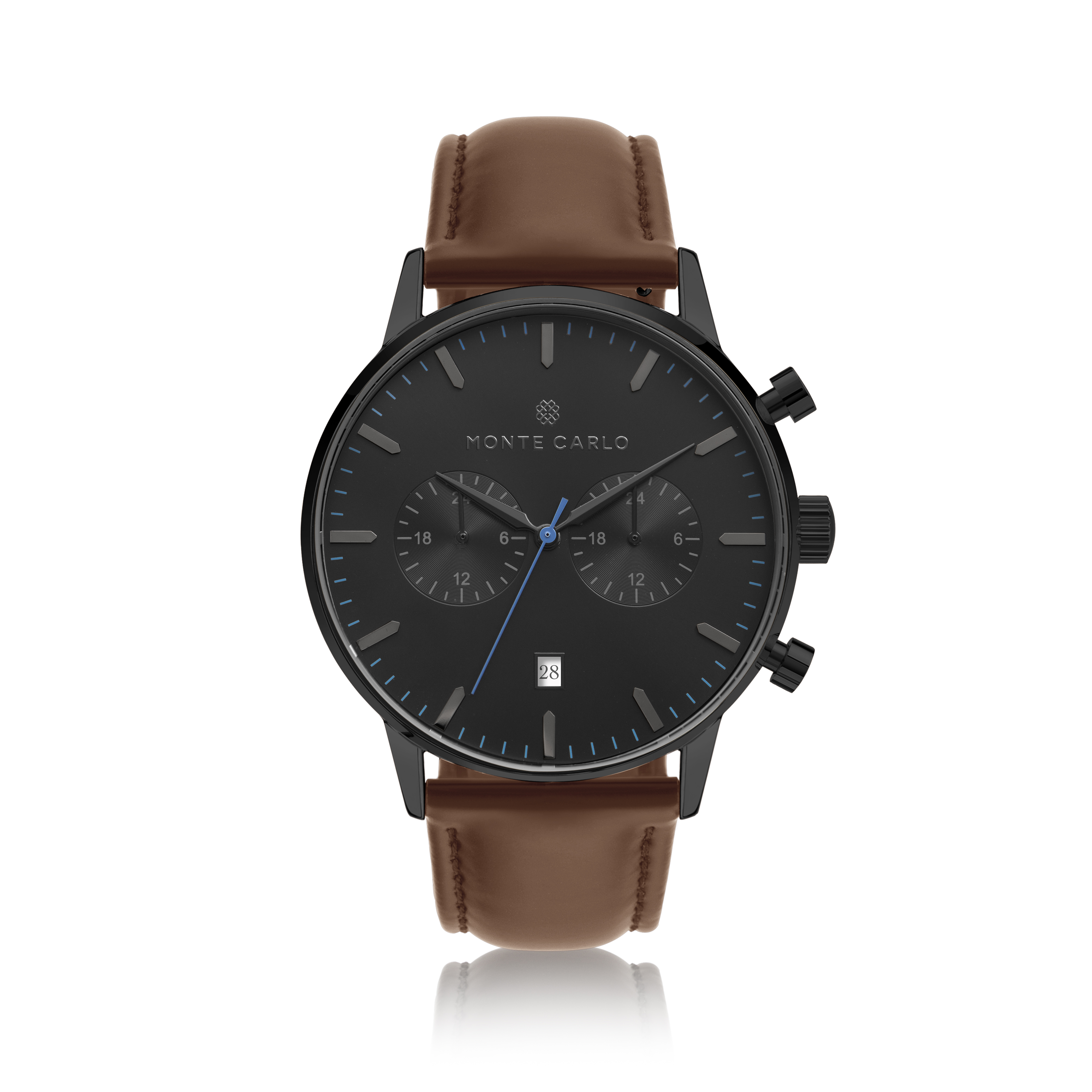 Relógio Monte Carlo Multi Dual Time Masculino em Couro Marrom