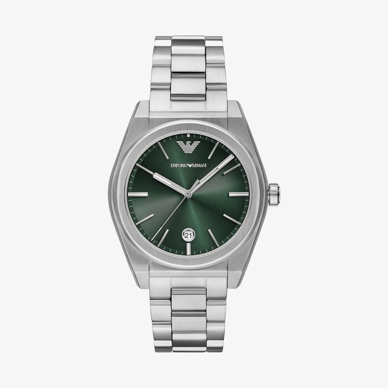Relógio Emporio Armani Masculino em Aço Prateado e Mostrador Verde AR11621B1
