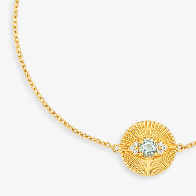 Pulseira Olho Grego Cravejado em Prata 925 com Banho de Ouro Amarelo 18k