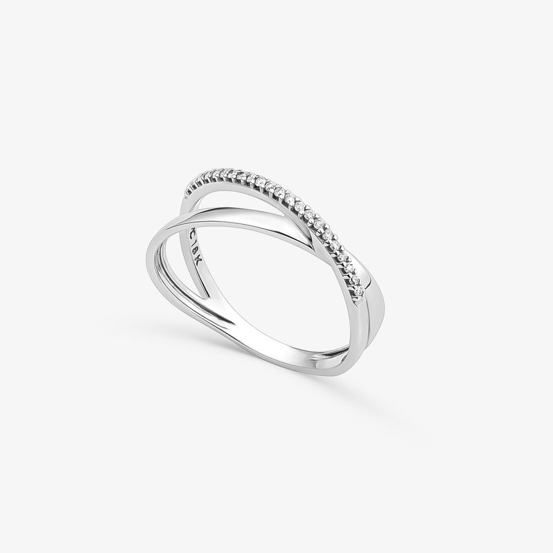 Anel Entrelaçado Envolver em Ouro Branco 18K com Diamantes