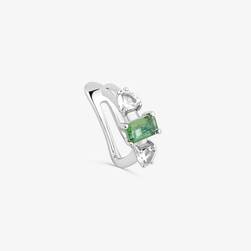 Piercing com Safira e Topázio Verde em Prata 925
