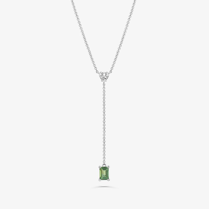 Colar Gravata com Safira e Topázio Verde em Prata 925