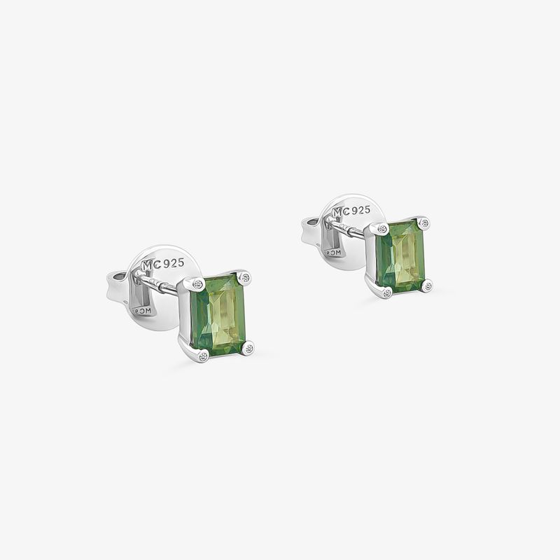 Brinco Stud com Safira e Topázio Verde em Prata 925
