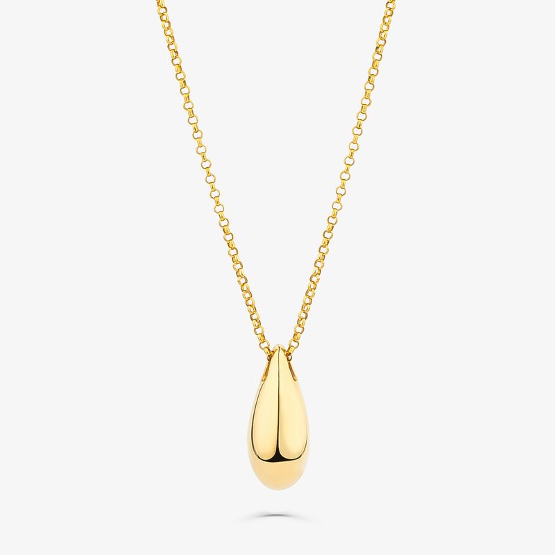 Colar Arredondado Gota em Prata 925 com Banho de Ouro Amarelo 18k
