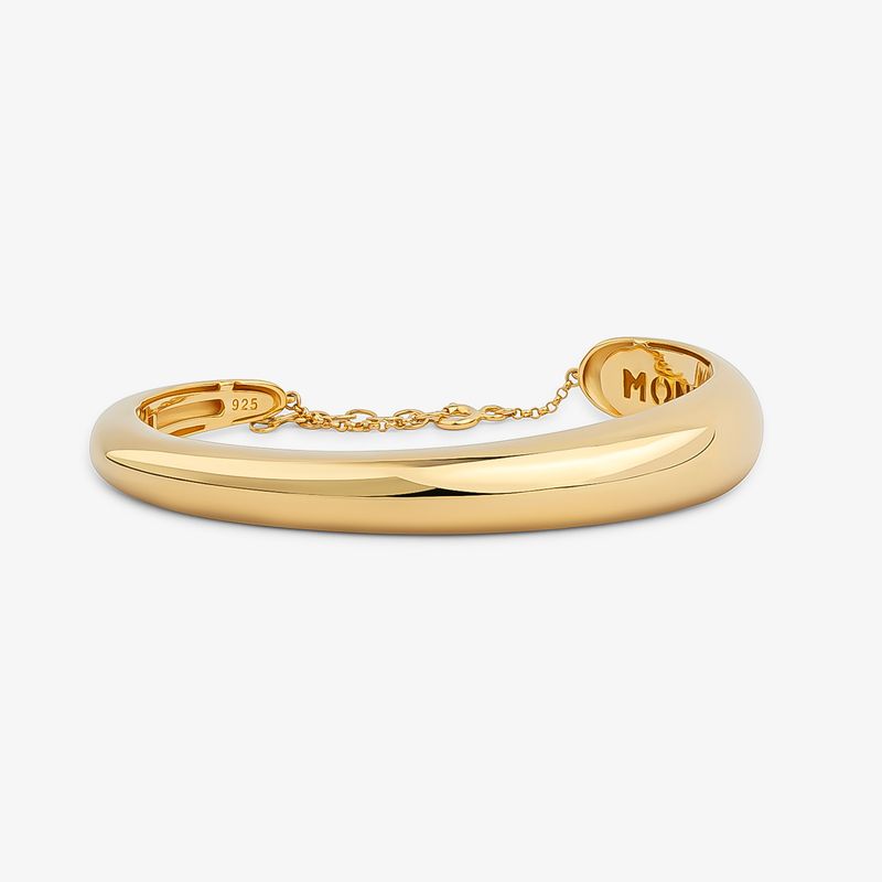Pulseira Rígida Arredondada em Prata 925 com Banho de Ouro Amarelo 18k – 17 cm