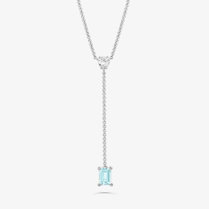 Colar Gravata com Safira e Topázio Azul em Prata 925