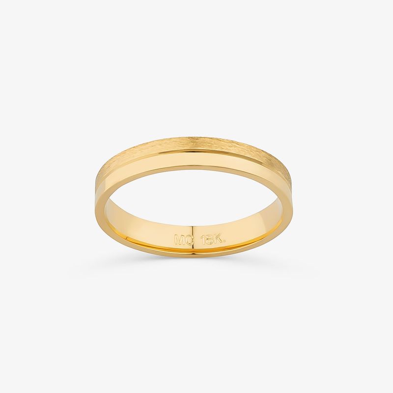 Aliança Anatômica com Friso em Ouro Amarelo 18k – 3,5 mm