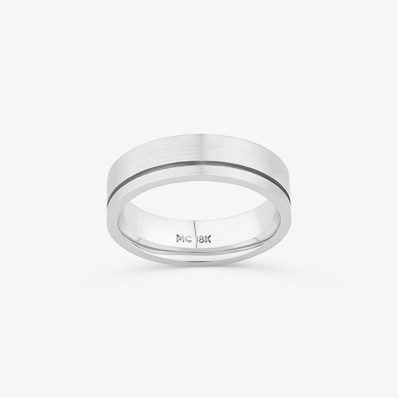 Aliança com Friso em Ouro Branco 18K – 5,5 mm