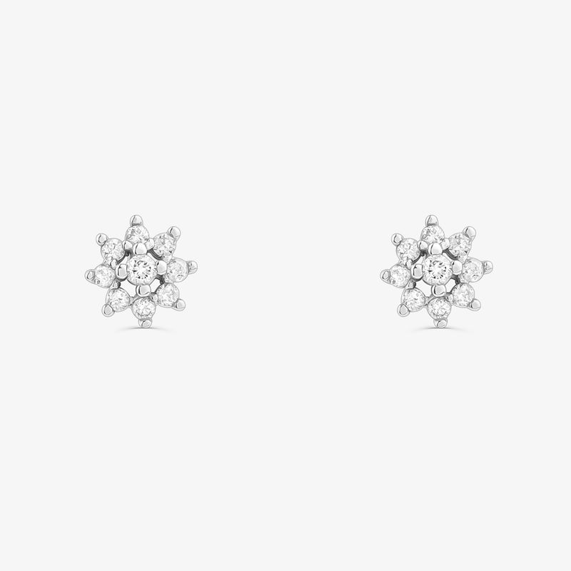 Brinco Stud com Diamantes em Ouro Branco 18k