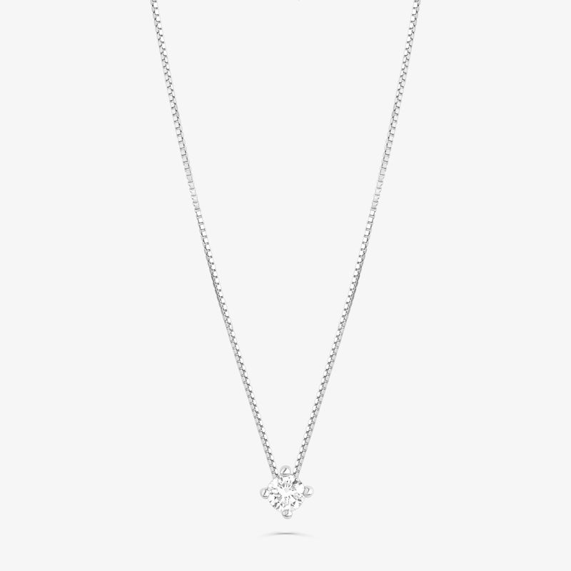 Colar Solitário com 30 Pontos de Diamantes em Ouro Branco 18k