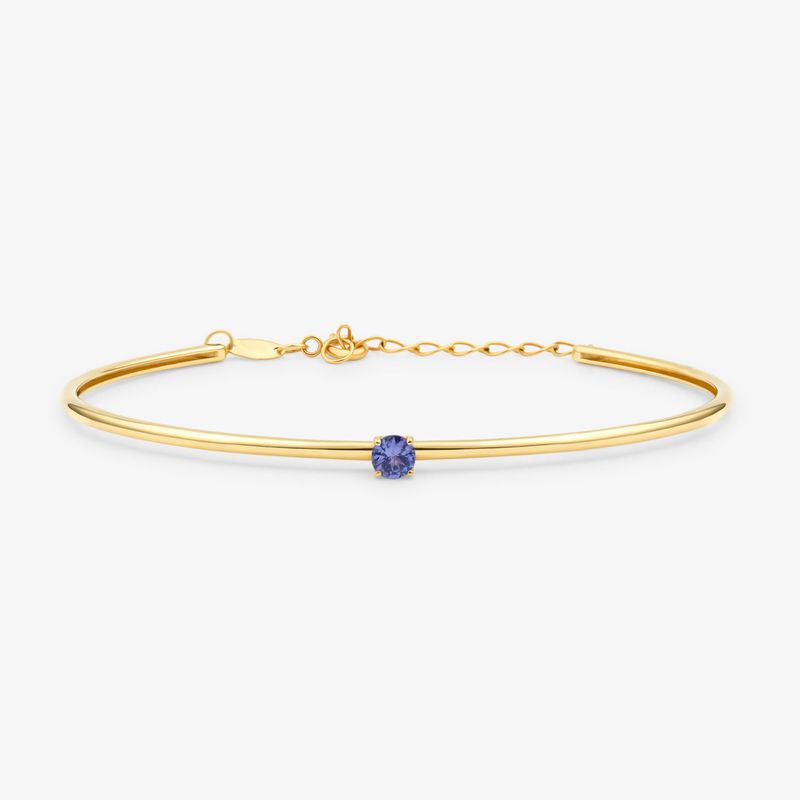Pulseira Rígida com Tanzanita em Ouro Amarelo 18k – 17 cm