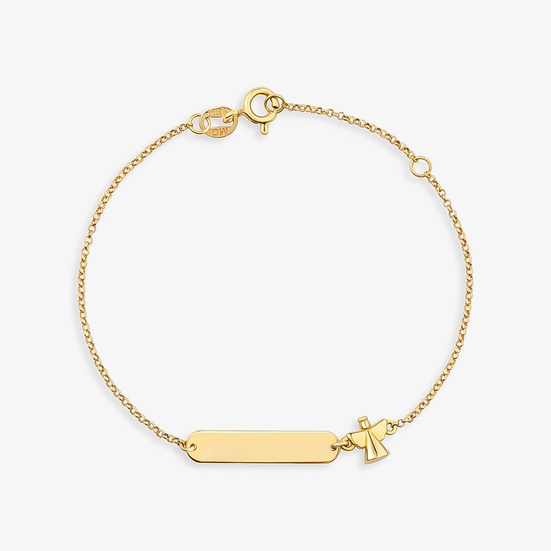Pulseira Infantil Personalizável Anjo em Ouro Amarelo 18k – 15cm