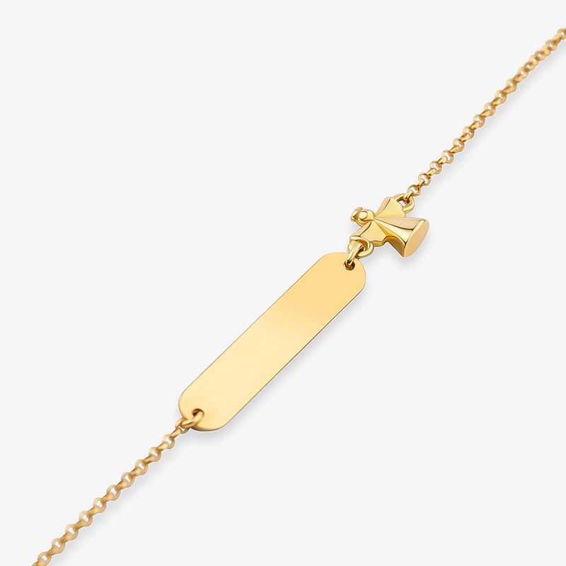 Pulseira Infantil Personalizável Anjo em Ouro Amarelo 18k - 15cm