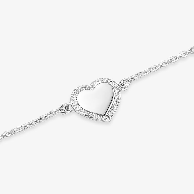 Pulseira Coração Cravejado em Prata 925