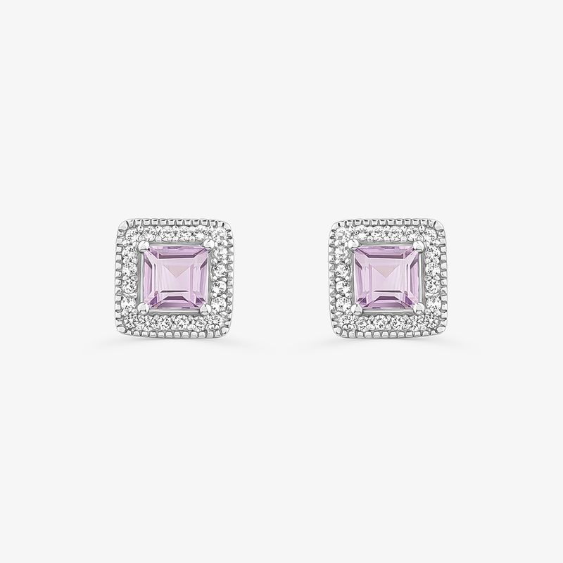 Brinco Quadrado com Ametista e Topázio em Prata 925