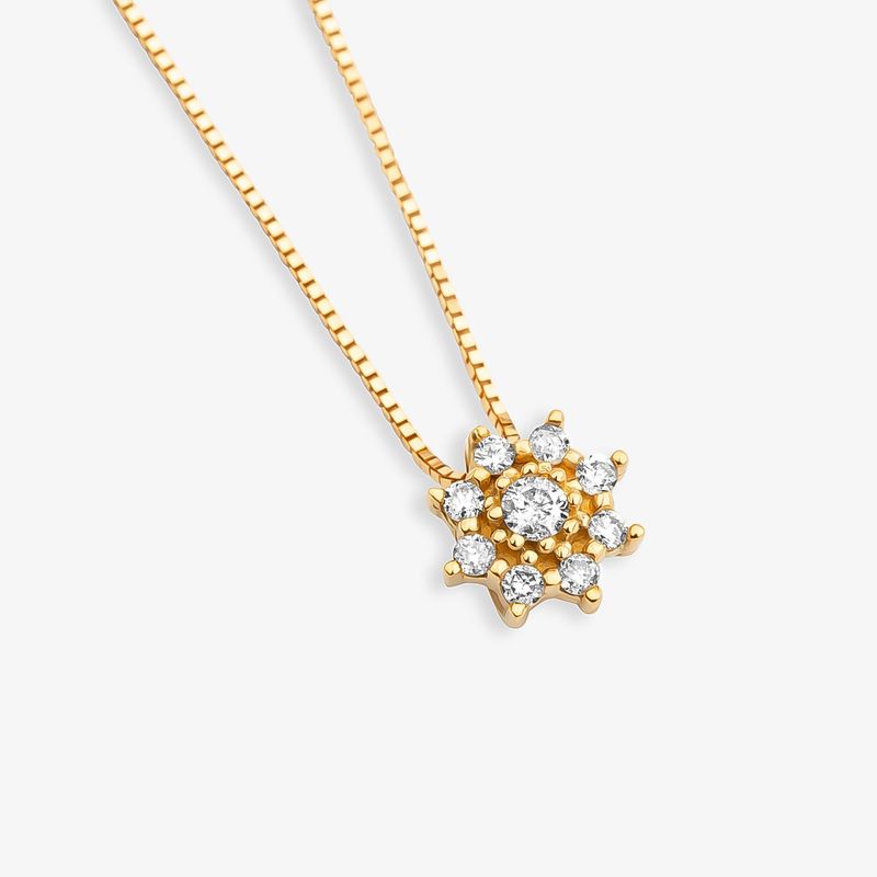 Pingente Florence em Ouro Amarelo 18k com 8 Pontos de Diamantes