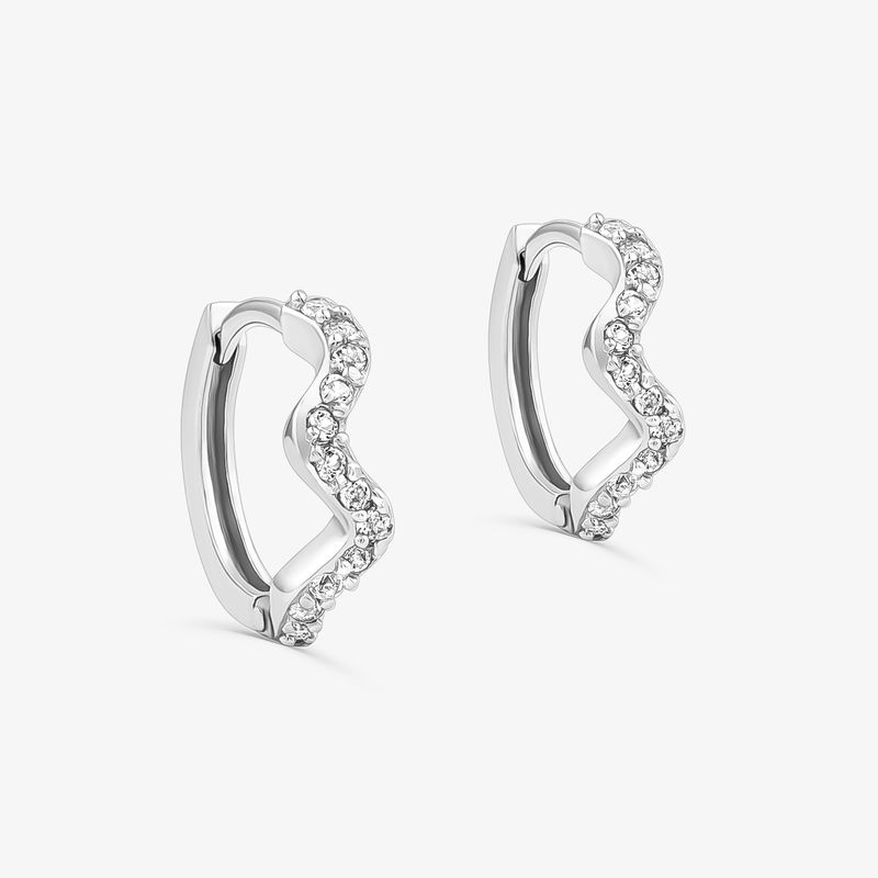 Brinco Argola Curvas Elementos em Prata 925 com Topázios - 11mm