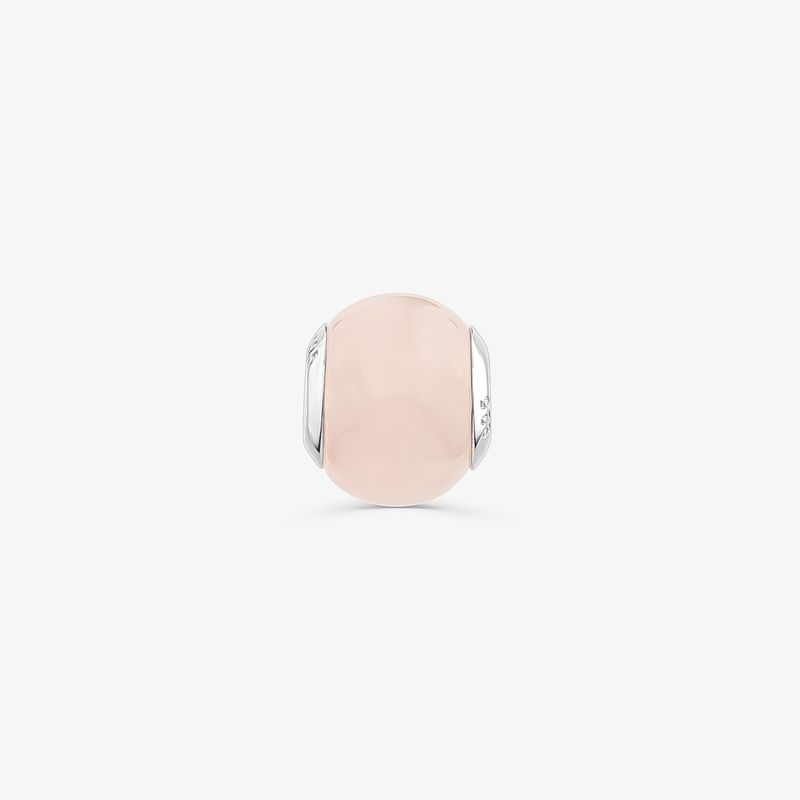 Charm em Quartzo Rosa e Prata 925
