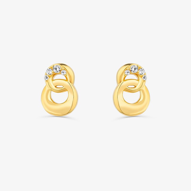 Brinco Elos com Topázio em Prata 925 com banho de Ouro Amarelo 18k