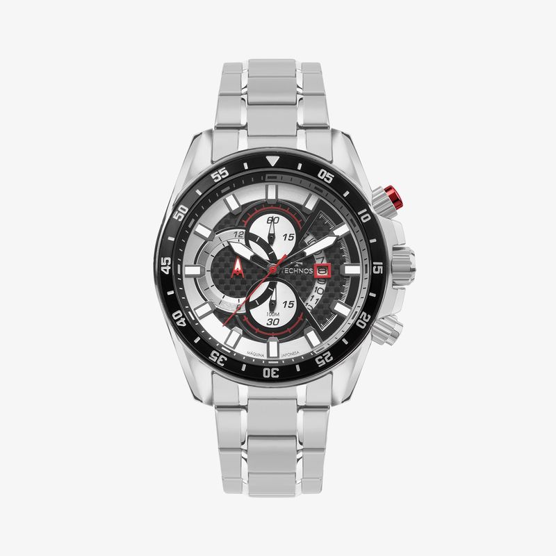 Relógio Technos Carbon Cronógrafo Masculino em Aço Prateado OS1ABO/1P