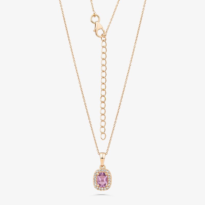 Colar com Ametista e Topázio em Prata 925 com Banho de Ouro Rose 18k