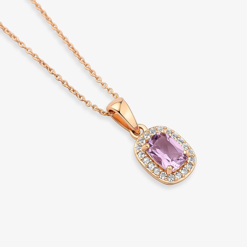 Colar com Ametista e Topázio em Prata 925 com Banho de Ouro Rose 18k
