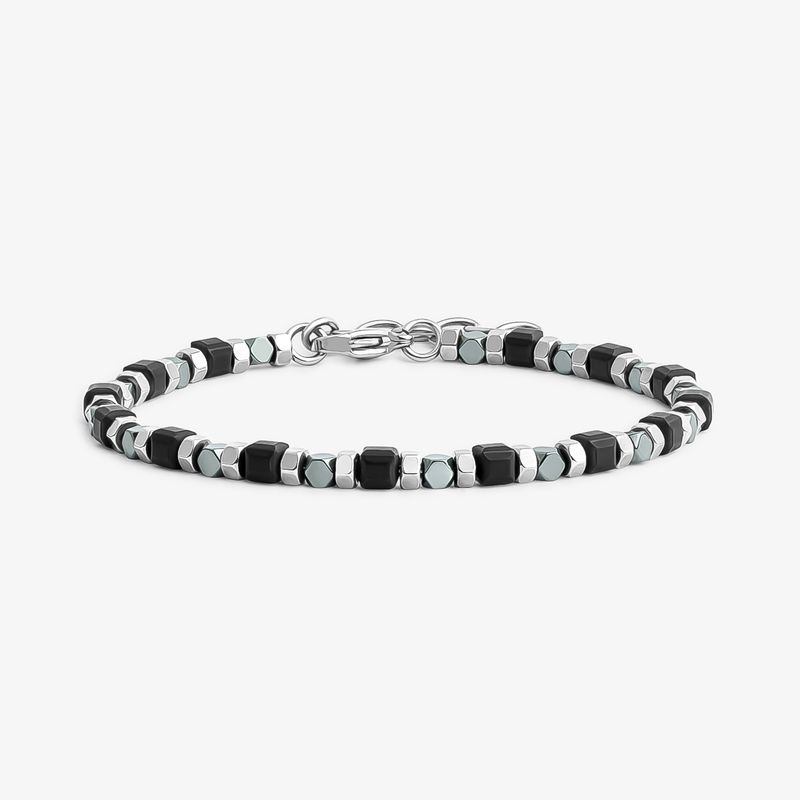 Pulseira Masculina com Hematita em Aço – 21 cm
