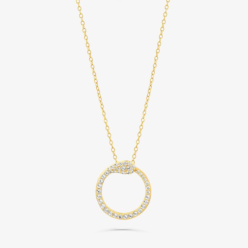 Colar Círculo com Topázio em Prata 925 com banho de Ouro Amarelo 18k
