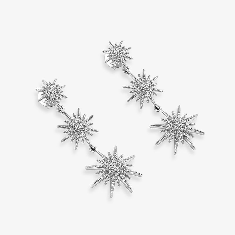 Brinco Longo Sonhar em Ouro Branco 18k com Diamantes