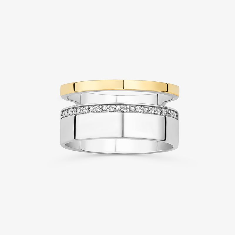 Anel em Ouro Amarelo 18k e Prata 925