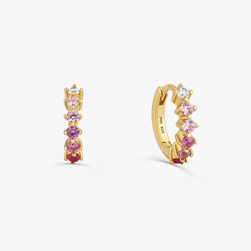 Argola Cravejada em Prata 925 com Banho de Ouro Amarelo 18k