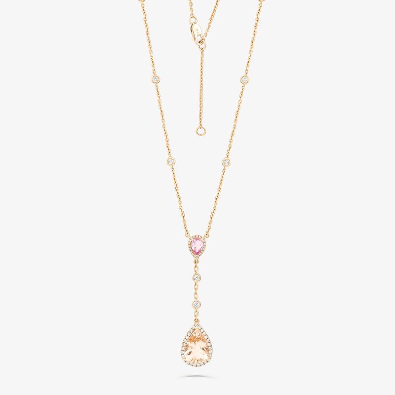 Colar com Morganita e Diamantes em Ouro Rosé 18k