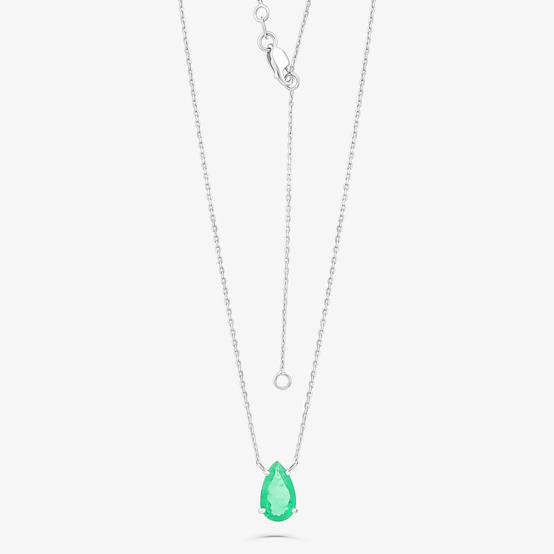 Colar com Esmeralda em Ouro Branco 18k - 45 cm