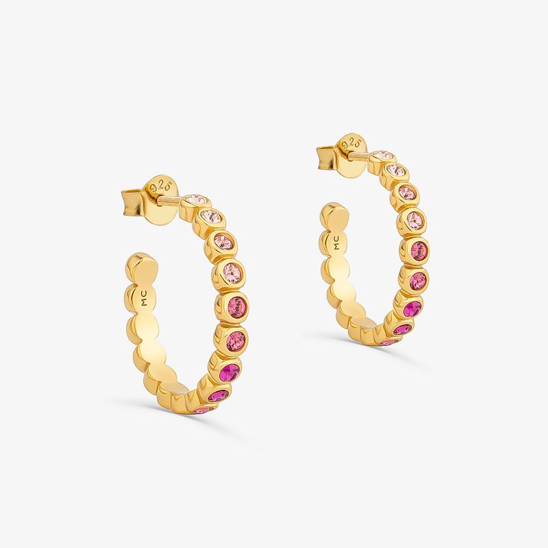 Argola Cravejada em Prata 925 com Banho de Ouro Amarelo 18k