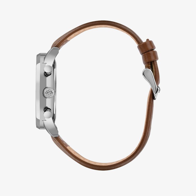 Relógio Monte Carlo Multi Dual Time Masculino em Couro Marrom e Mostrador Azul