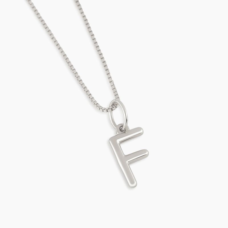 Pingente Letra F Alfabeto em Ouro Branco 18K