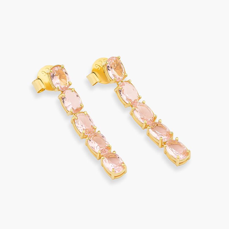 Brinco Cravejado em Prata 925 com Banho de Ouro Amarelo 18k
