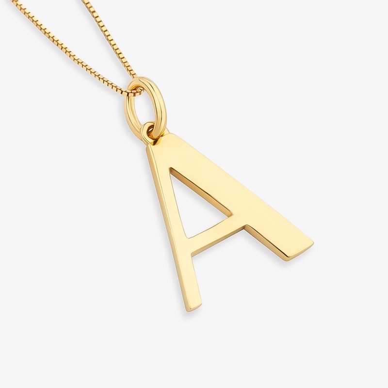 Pingente Letra A Alfabeto em Ouro Amarelo 18k