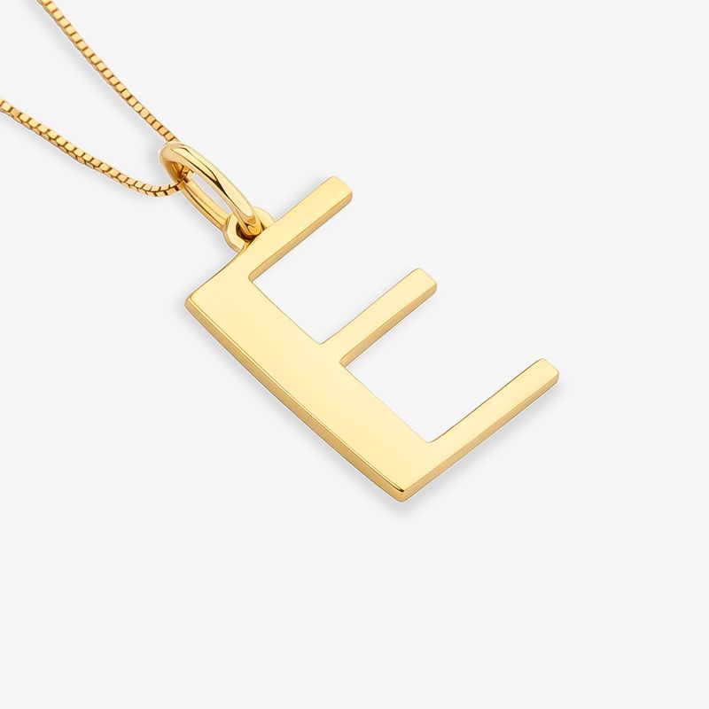 Pingente Letra E Alfabeto em Ouro Amarelo 18k