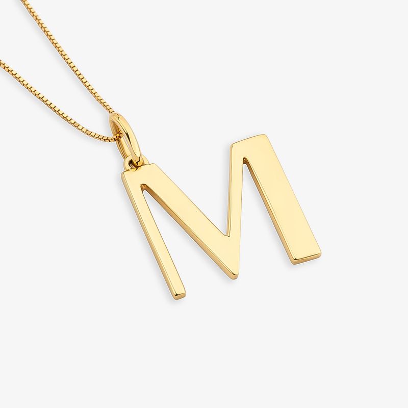 Pingente Letra M Alfabeto em Ouro Amarelo 18k