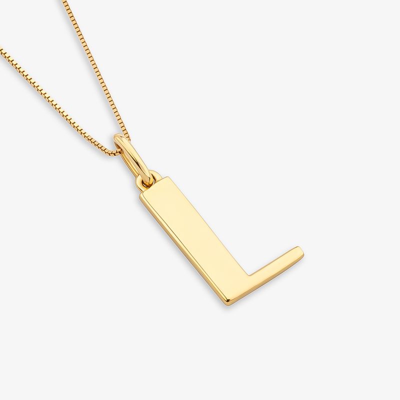 Pingente Letra L Alfabeto em Ouro Amarelo 18k