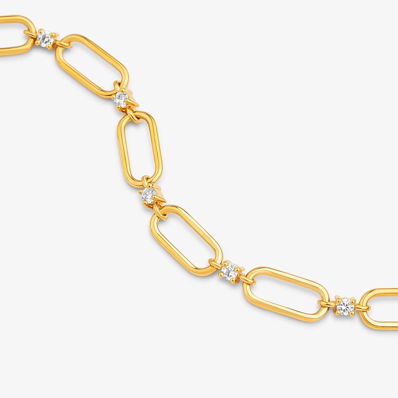 Pulseira Elos Bossa em Prata 925 com Banho de Ouro Amarelo 18K com Topázio - 19,5cm