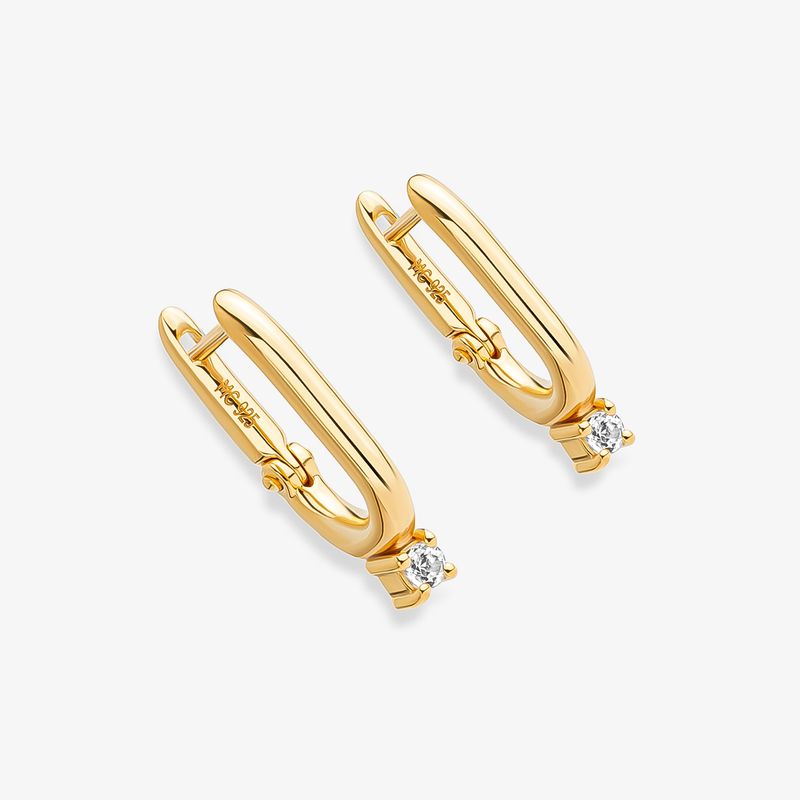Brincos Elos Bossa em Prata 925 com Banho de Ouro Amarelo 18K com Topázio