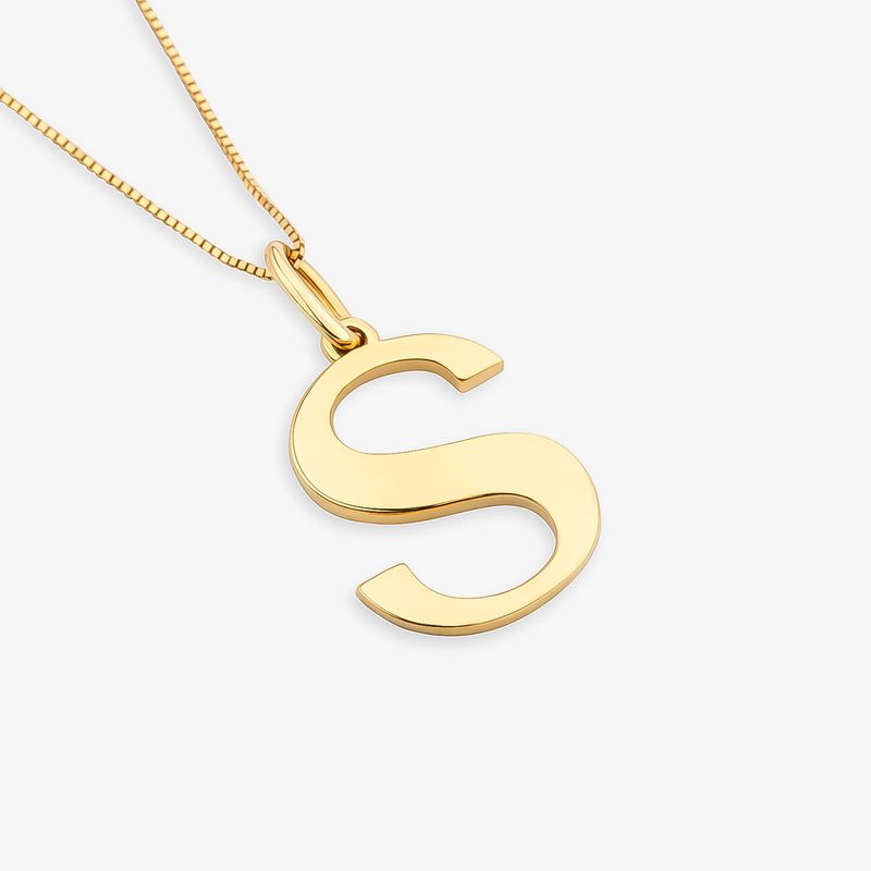 Pingente Letra S Alfabeto em Ouro Amarelo 18k