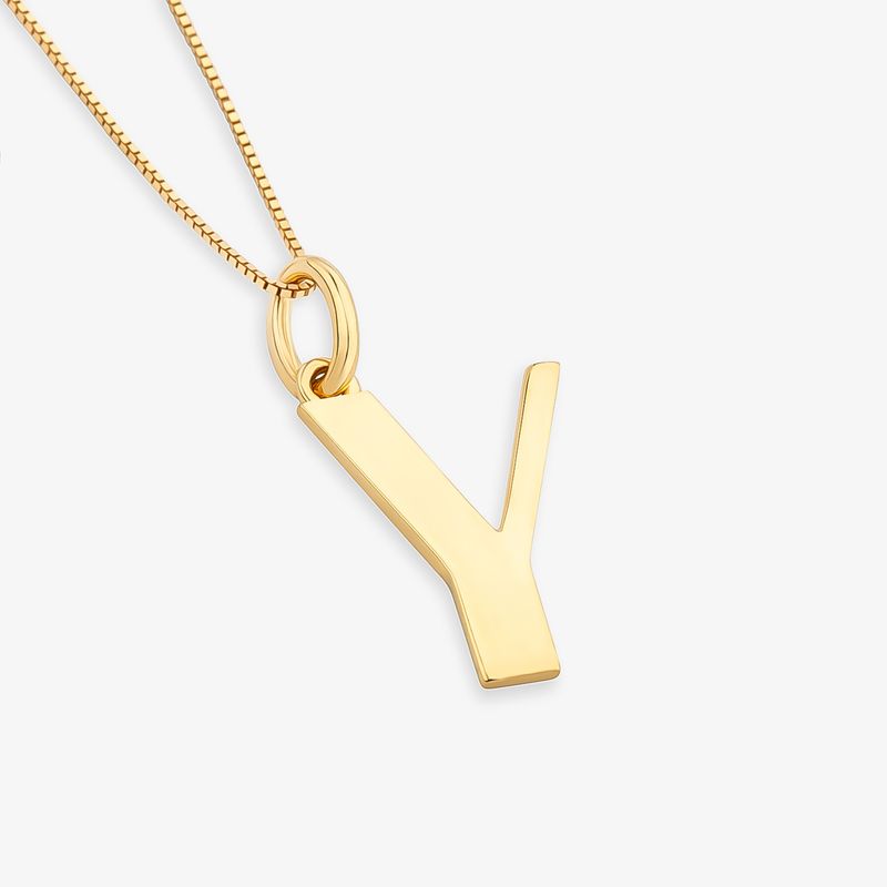 Pingente Letra Y Alfabeto em Ouro Amarelo 18k