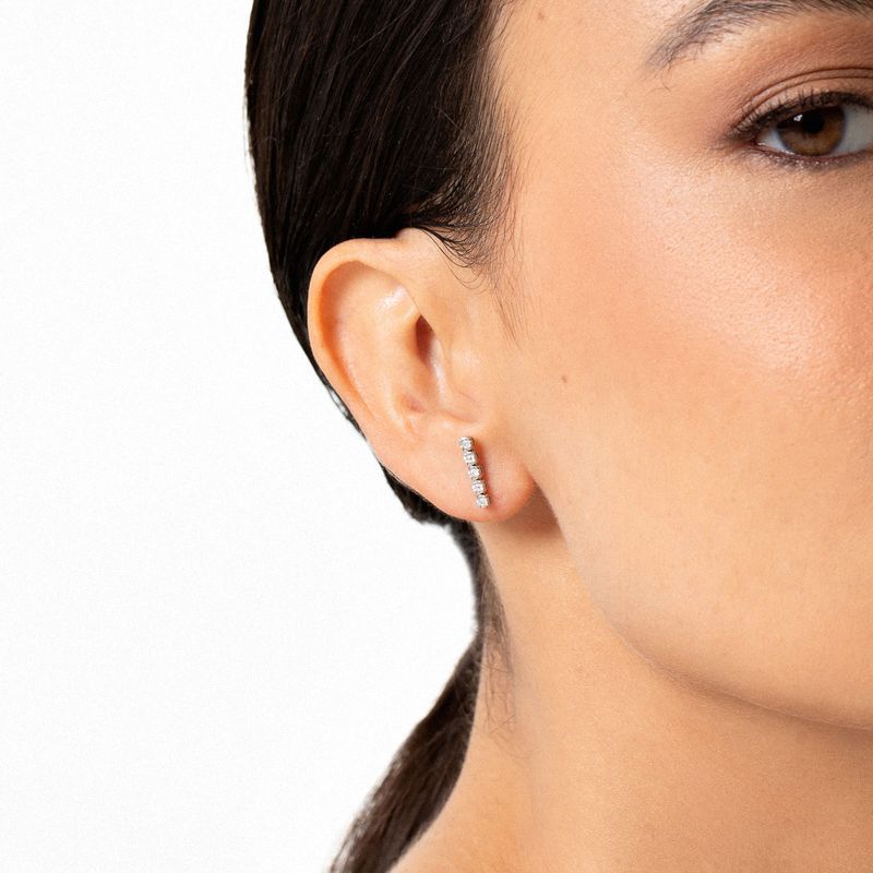 Fecho de orelha com vários pequenos diamantes em um estilo vertical.