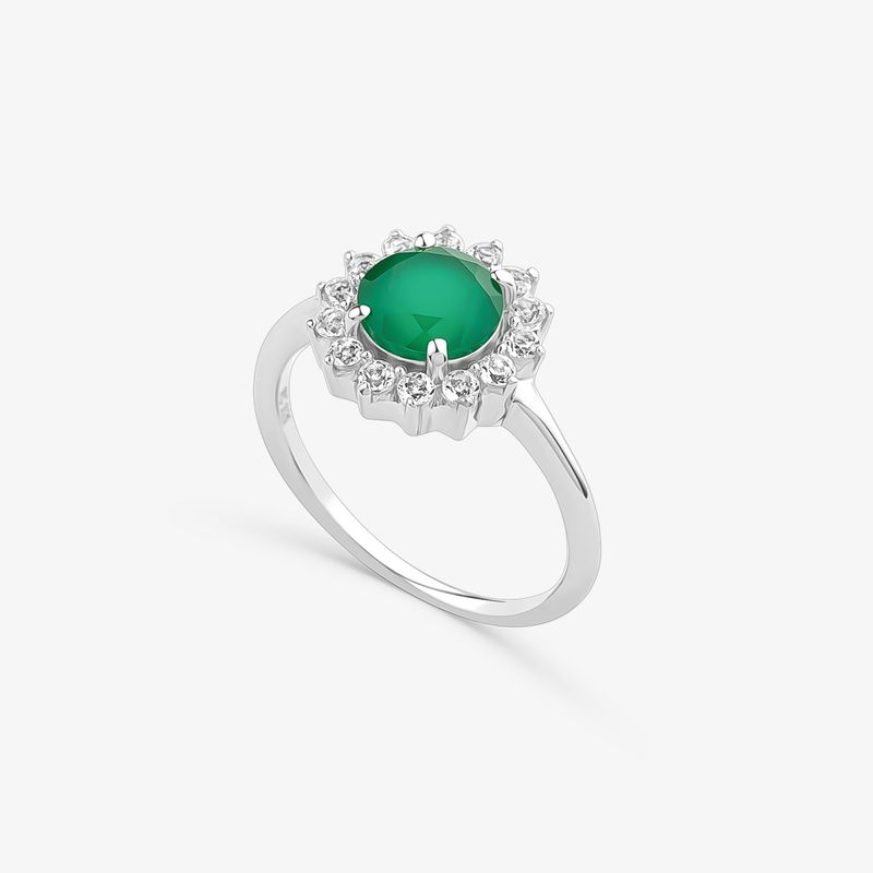 Anel com Ágata Verde e Topázio em Prata 925